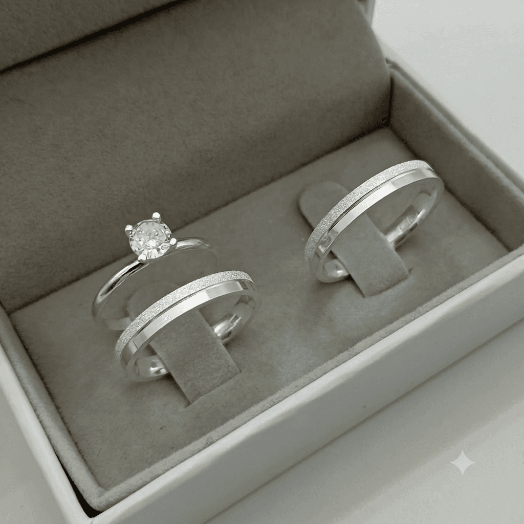 ✨ Aliança Metade diamantada – 3mm ✨